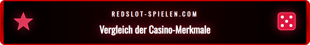 Infografik zum Vergleich verschiedener Merkmale von Online Casinos.